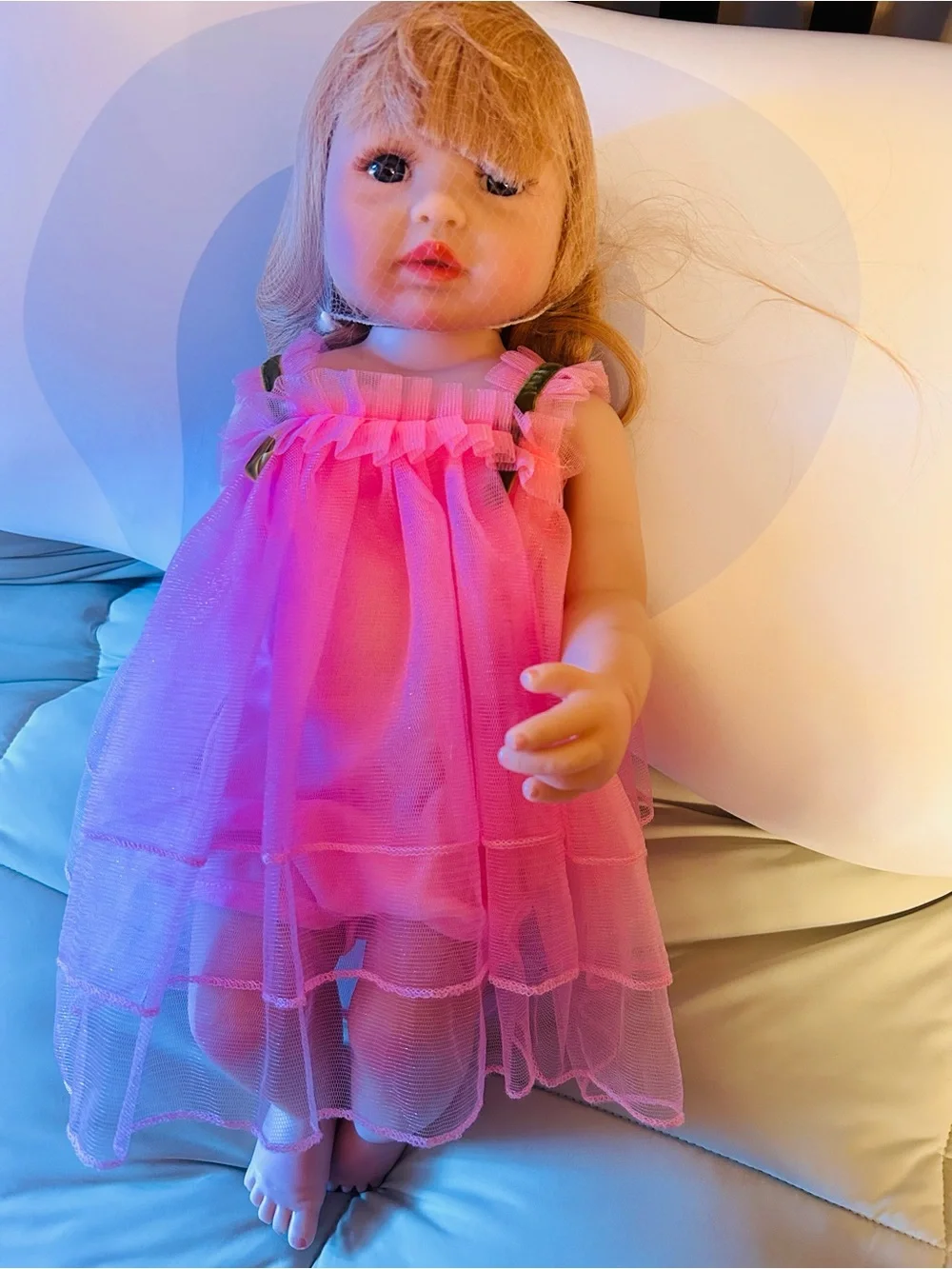 Reborn Pink Polka Dot Party Blanket Set with Pink Doll Outfit